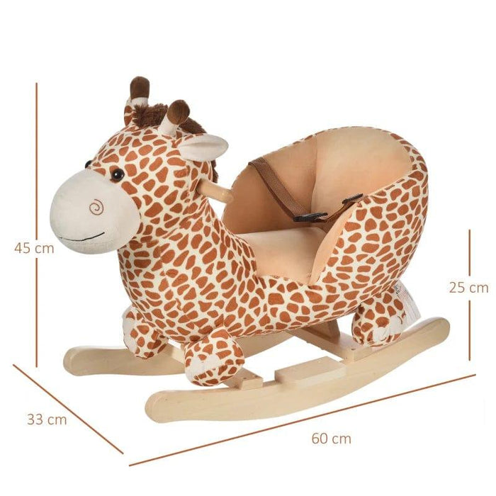 Rocking Ride-On Giraffe with Seat Belt and 32 Nursery Rhymes - Little and Giant Explorers HOMCOM