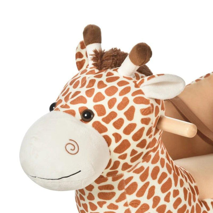 Rocking Ride-On Giraffe with Seat Belt and 32 Nursery Rhymes - Little and Giant Explorers HOMCOM