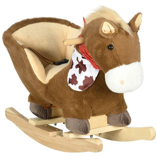 Rocking Ride-On Horse with Realistic Sounds, Seat Belt and Foot Pedals - Little and Giant Explorers HOMCOM