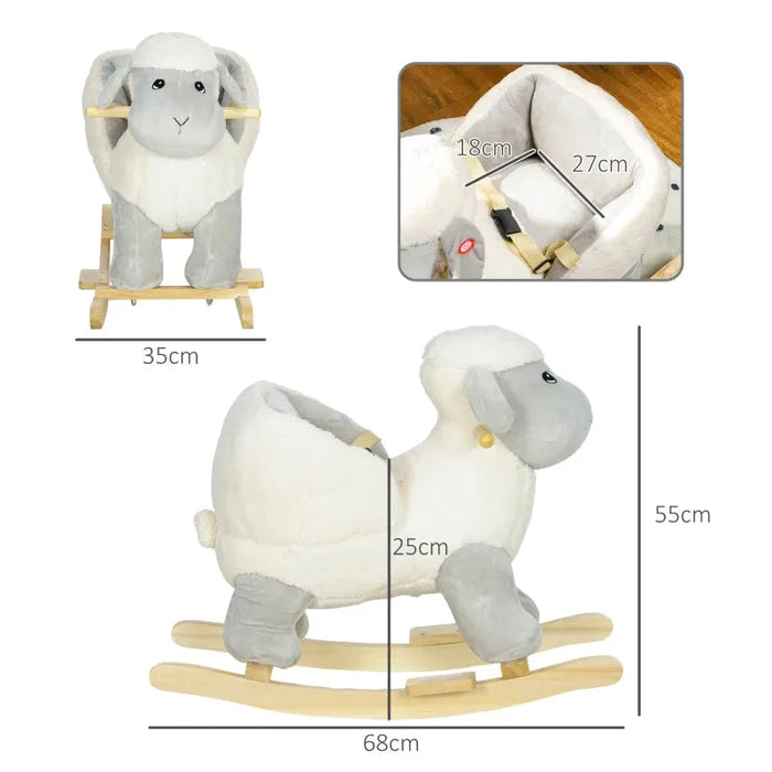 Rocking Ride-On Lamb with Safety Belt and Sound - Little and Giant Explorers AIYAPLAY