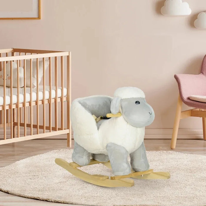 Rocking Ride-On Lamb with Safety Belt and Sound - Little and Giant Explorers AIYAPLAY