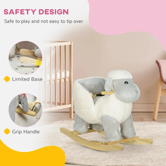 Rocking Ride-On Lamb with Safety Belt and Sound - Little and Giant Explorers AIYAPLAY