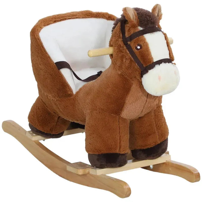 Rocking Ride-On Plush Horse with Sound and Safety Belt - Little and Giant Explorers AIYAPLAY