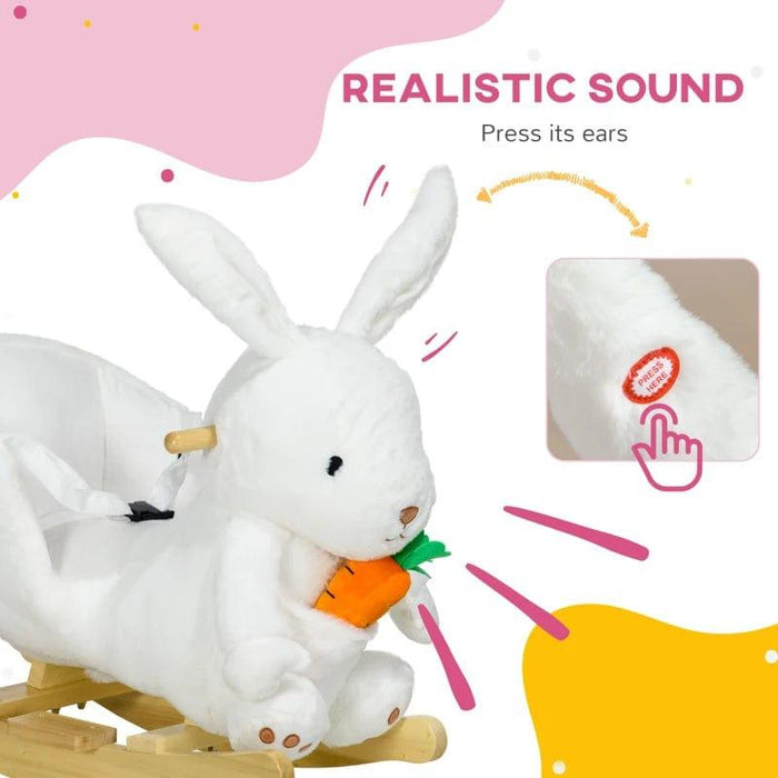 Rocking Ride-On Rabbit with Seat Belt and Realistic Sounds - Little and Giant Explorers HOMCOM