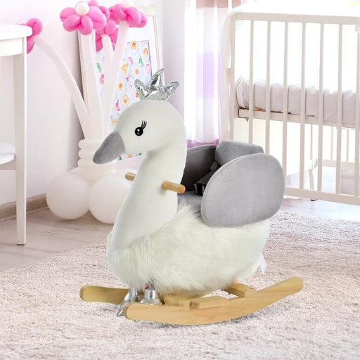 Rocking Ride-On Swan with Realistic Sounds and Seat Belt - Little and Giant Explorers HOMCOM