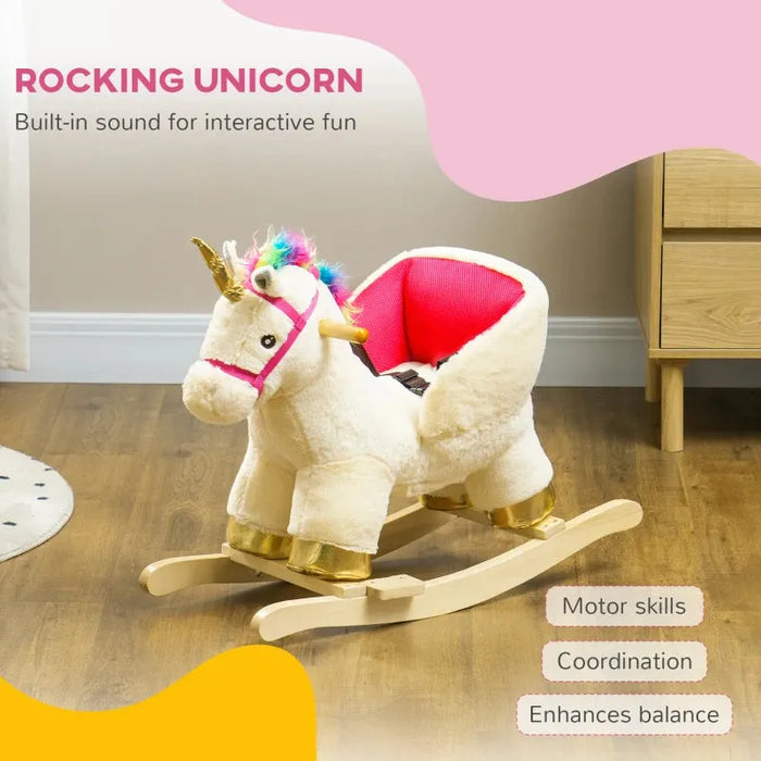 Rocking Ride-On Unicorn Horse with Realistic Sounds and Safety Belt - Little and Giant Explorers AIYAPLAY