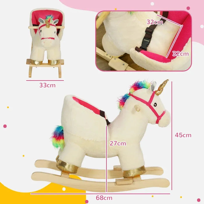 Rocking Ride-On Unicorn Horse with Realistic Sounds and Safety Belt - Little and Giant Explorers AIYAPLAY