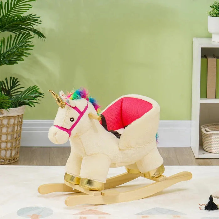 Rocking Ride-On Unicorn Horse with Realistic Sounds and Safety Belt - Little and Giant Explorers AIYAPLAY