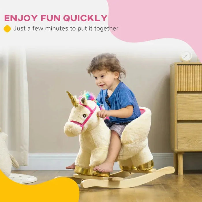 Rocking Ride-On Unicorn Horse with Realistic Sounds and Safety Belt - Little and Giant Explorers AIYAPLAY