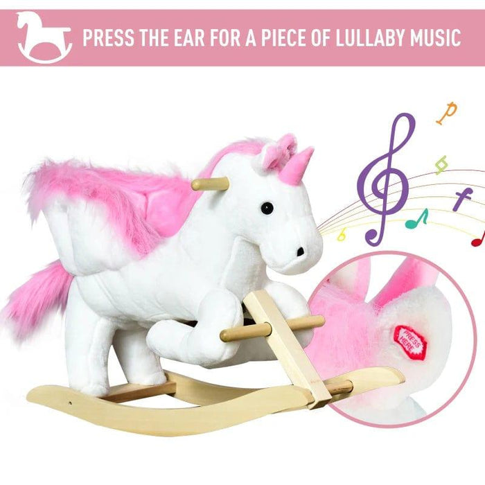 Rocking Ride-On Unicorn with Lullaby Music - Little and Giant Explorers HOMCOM