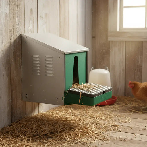 Roll-Away Chicken Nest Box – Zinc-Plated Metal and ABS | Automatic Egg Collection Tray VIDAXL - Little and Giant Explorers