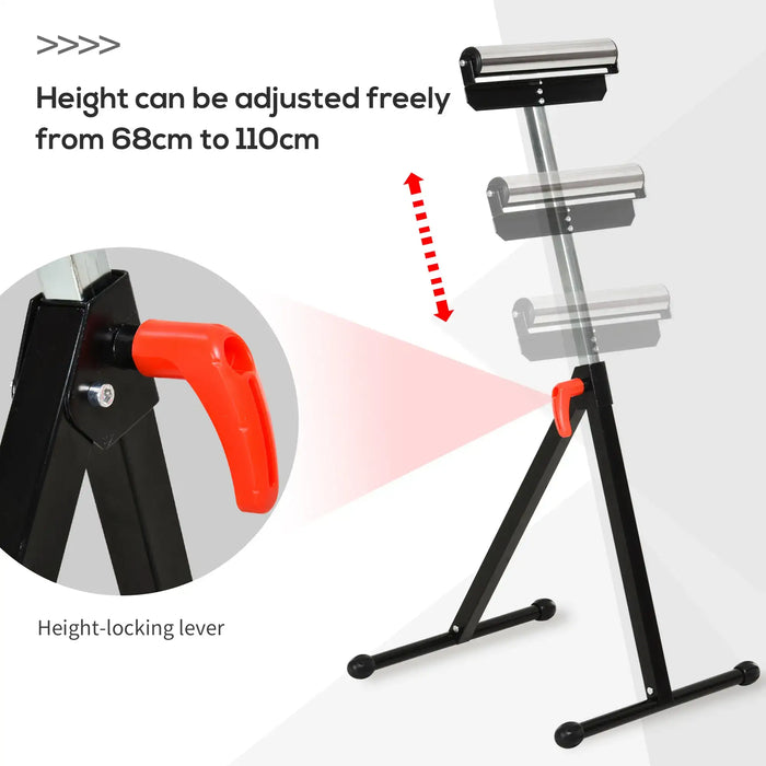 Roller Support Stand | Adjustable Height with Ball Bearing Rollers - Little and Giant Explorers HOMCOM