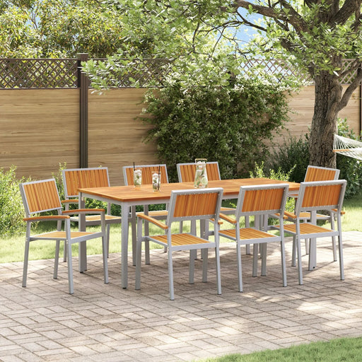 9-Piece Garden Dining Set in Grey and Aluminium Durable - Little and Giant Explorers vidaXL