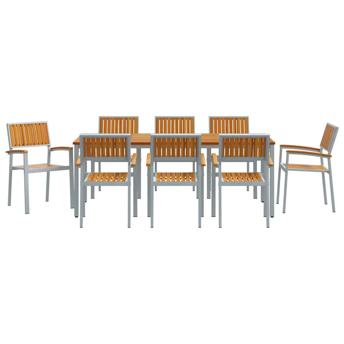 9-Piece Garden Dining Set in Grey and Aluminium Durable - Little and Giant Explorers vidaXL