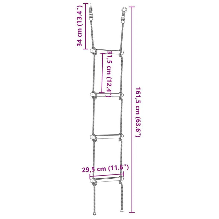 Rope Ladder for Kids with 4 Rungs - Little and Giant Explorers vidaXL