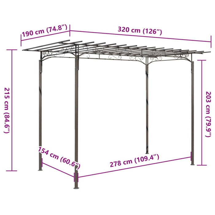 Rose Arch Garden Arbor in Steel - Little and Giant Explorers vidaXL