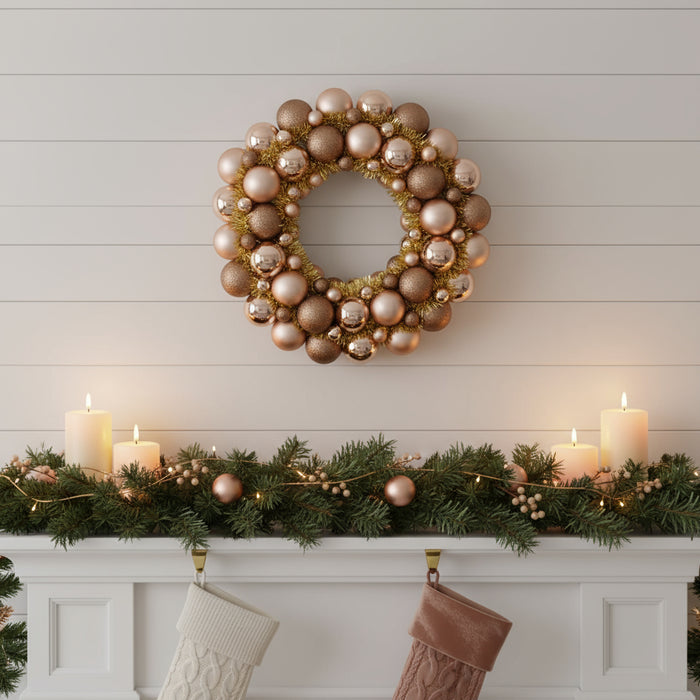 Christmas Wreath in Rose Gold 45cm - Little and Giant Explorers vidaXL