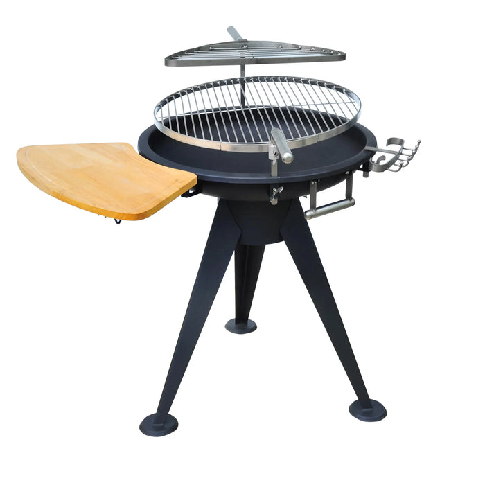 Round BBQ Grill with Cutting Board in Black - Little and Giant Explorers Outsunny