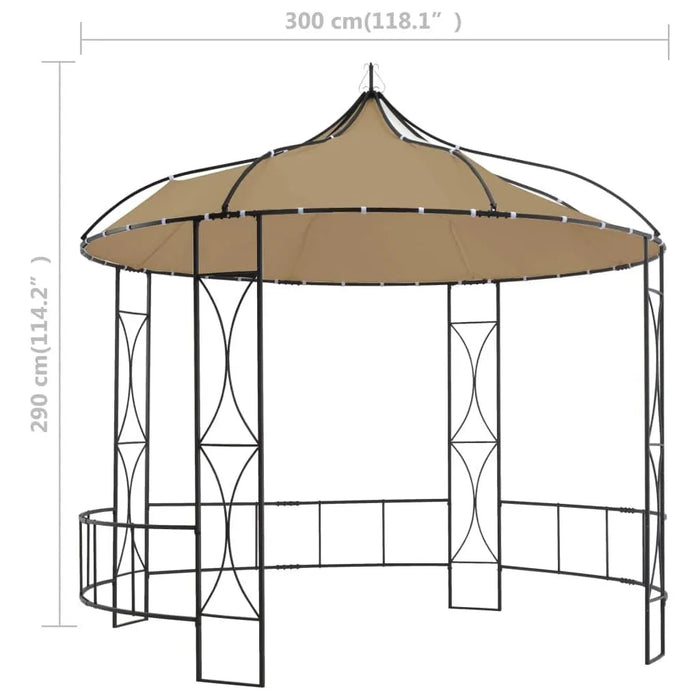 Round Gazebo in Taupe (300 x 290cm) - Little and Giant Explorers vidaXL