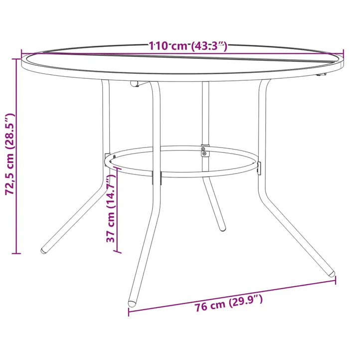 Patio Table Round Anthracite Ø110x72.5 cm Powder-coated Steel - Little and Giant Explorers vidaXL