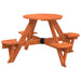 Round Picnic Table for 4 Kids with Umbrella in Solid Wood Fir - Little and Giant Explorers vidaXL