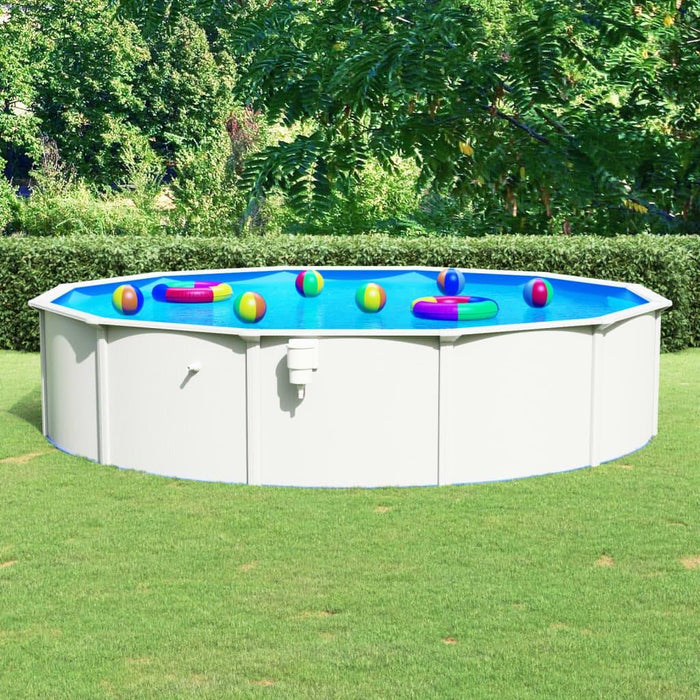 Round Swimming Pool with Steel Wall in White (550 x 120cm) - Little and Giant Explorers vidaXL