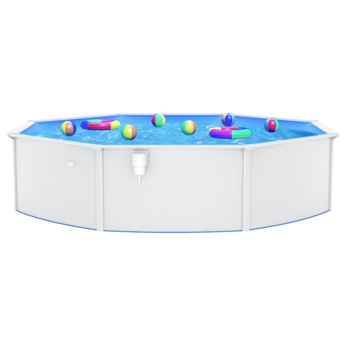 Round Swimming Pool with Steel Wall in White (550 x 120cm) - Little and Giant Explorers vidaXL