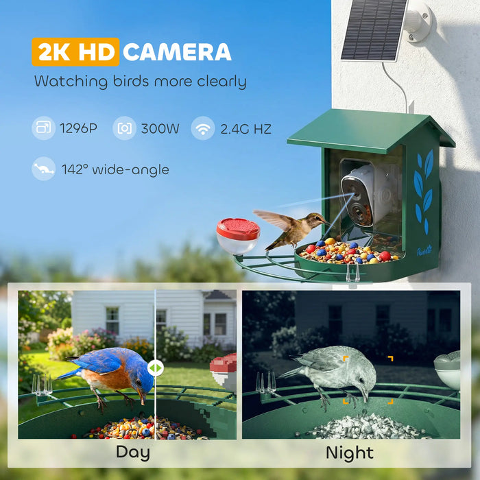 Smart Bird Feeder with Camera | 2K AI Bird Identification and Solar Power PAWHUT