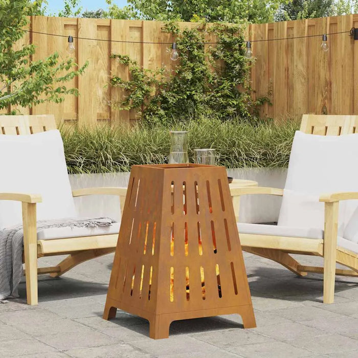 Rustic Cylindrical Outdoor Fire Pit – Weathering Steel | 50 x 70 cm Wood-Burning VIDAXL - Little and Giant Explorers vidaXL