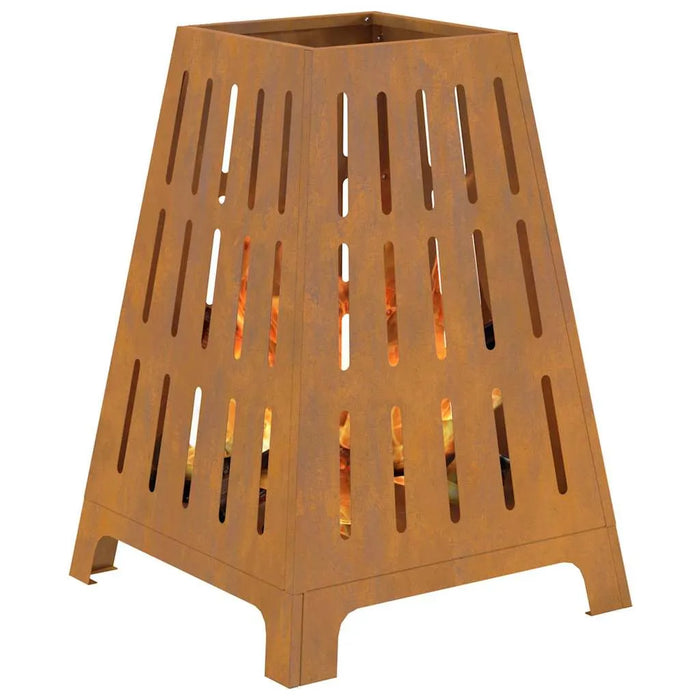 Rustic Cylindrical Outdoor Fire Pit – Weathering Steel | 50 x 70 cm Wood-Burning VIDAXL - Little and Giant Explorers vidaXL