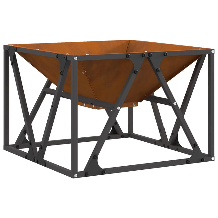Weathering Steel Square Fire Pit (50 x 50 x 35cm) - Little and Giant Explorers vidaXL