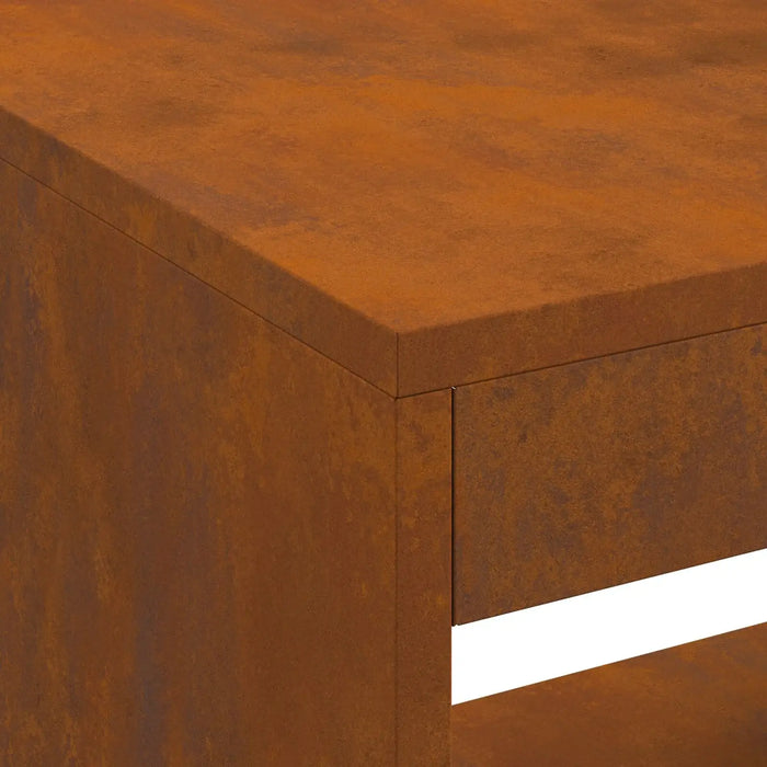 Weathering Steel Fire Pit with Log Storage (160 x 45 x 35cm) - Little and Giant Explorers vidaXL