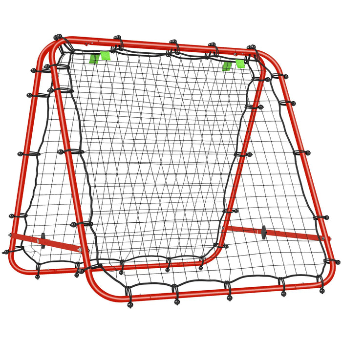 Red metal frame sports rebounder net with black mesh for ball training