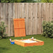 Sandpit with Cover in Wax Brown and Solid Wood Pine - Little and Giant Explorers vidaXL