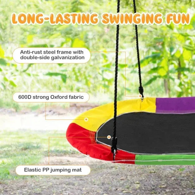 Saucer Swing with LED Lights and Adjustable Ropes 150cm - Little and Giant Explorers Costway