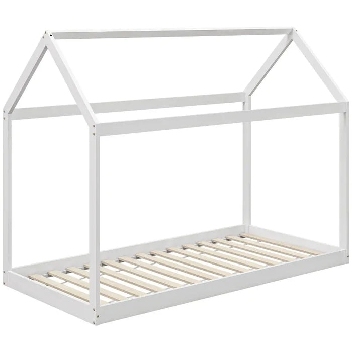 Scandinavian Style Wooden Bed Frame in White (90 x 190cm) - Little and Giant Explorers HOMCOM