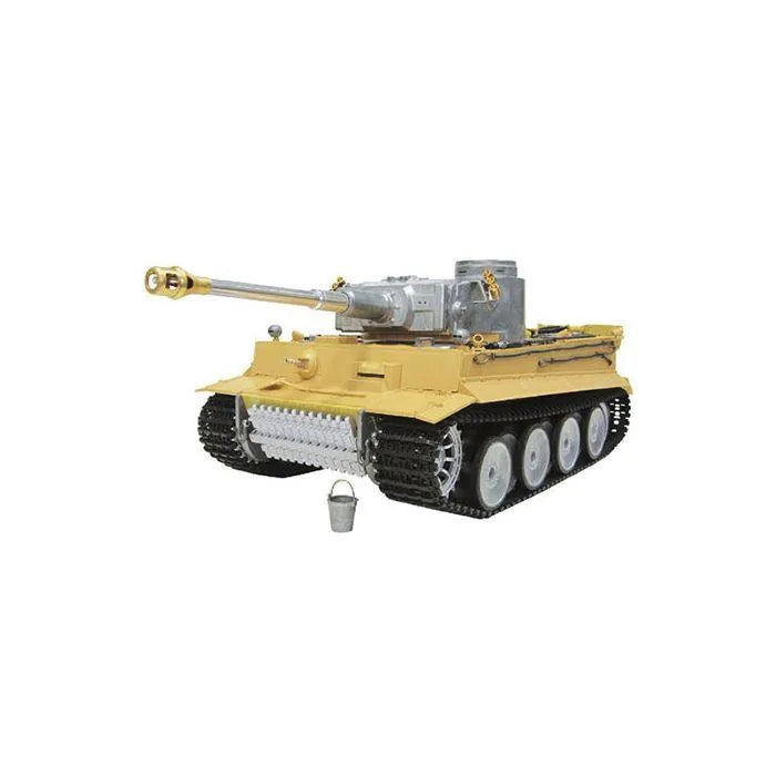 1/16 scale self-assembly RC Tiger tank model with detailed tracks and barrel on white background