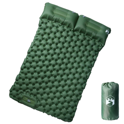 Self Inflating Camping Mattress with Pillows in Green (2 persons) - Little and Giant Explorers vidaXL