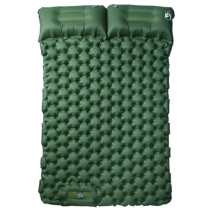 Self Inflating Camping Mattress with Pillows in Green (2 persons) - Little and Giant Explorers vidaXL