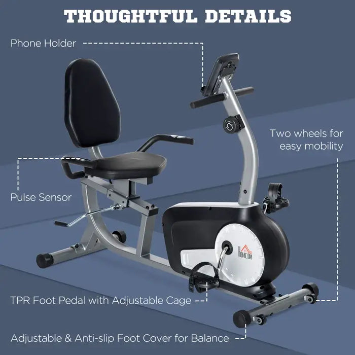 Semi-Recumbent Exercise Bike – 8-Level Magnetic Resistance | LCD Monitor HOMCOM - Little and Giant Explorers HOMCOM