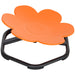 Orange flower-shaped seat with black metal frame on a white background