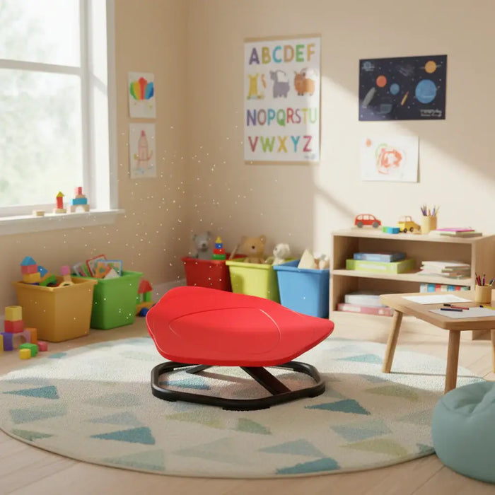 Children's playroom with colorful toys and furniture