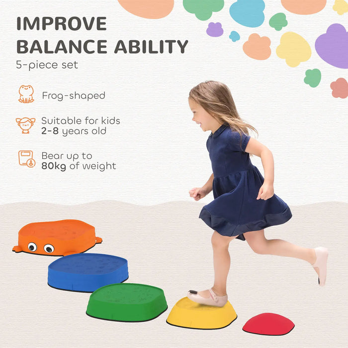Sensory Stepping Stones Multicoloured | Frog-Shaped with Stackable Design - Little and Giant Explorers AIYAPLAY