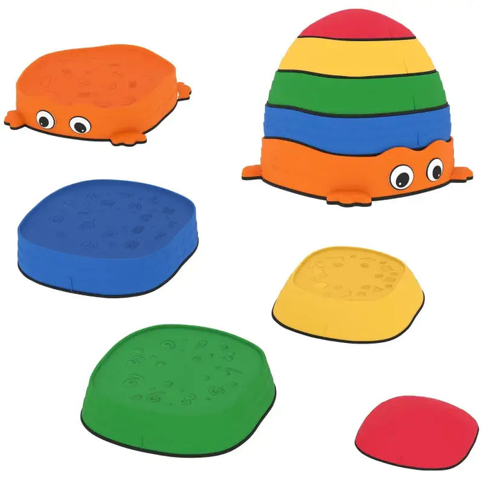 Sensory Stepping Stones Multicoloured | Frog-Shaped with Stackable Design - Little and Giant Explorers AIYAPLAY