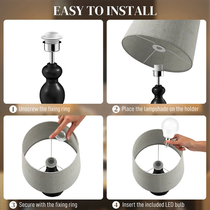 Step-by-step guide on how to install a lamp with text 'Easy to Install'.