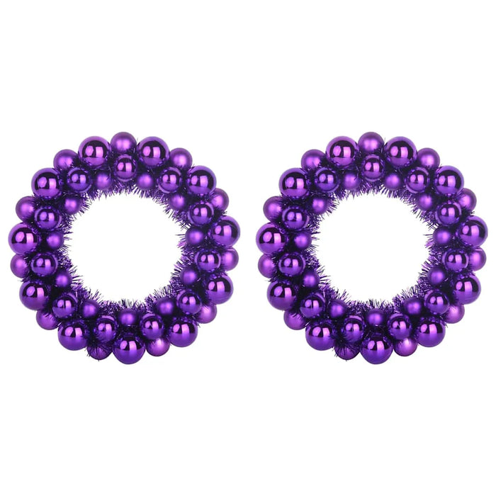 Set of 2 Christmas Ball Wreaths – Lilac | 33cm - Lightweight Festive Décor VIDAXL - Little and Giant Explorers vidaXL