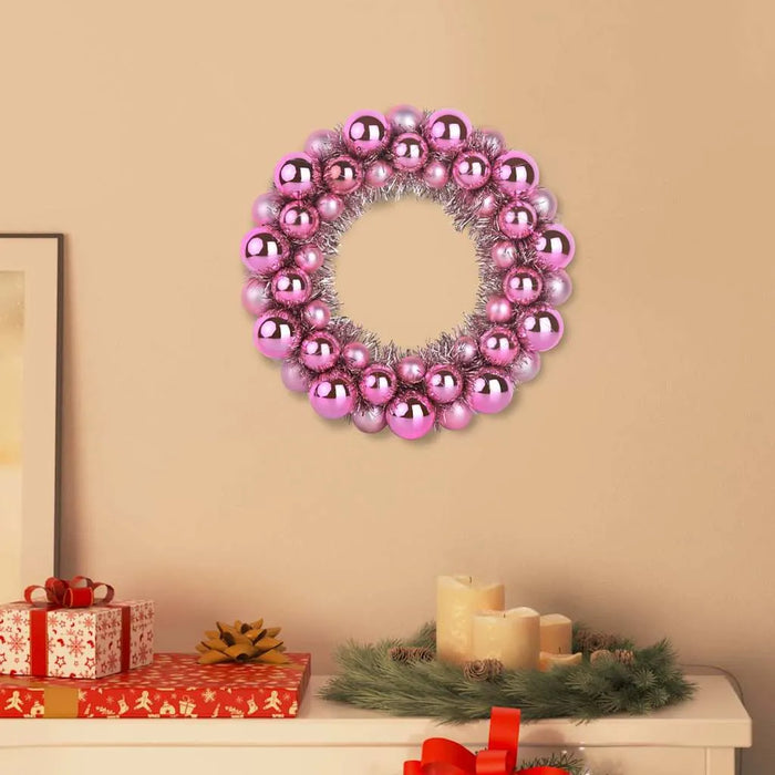 Set of 2 Christmas Ball Wreaths – Pink | Lightweight Indoor and Outdoor Festive Décor VIDAXL - Little and Giant Explorers vidaXL