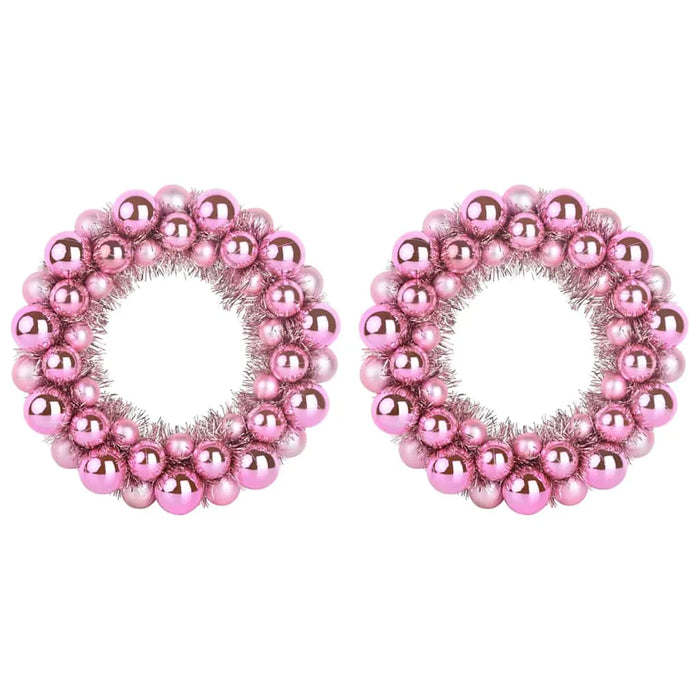 Set of 2 Christmas Ball Wreaths – Pink | Lightweight Indoor and Outdoor Festive Décor VIDAXL - Little and Giant Explorers vidaXL