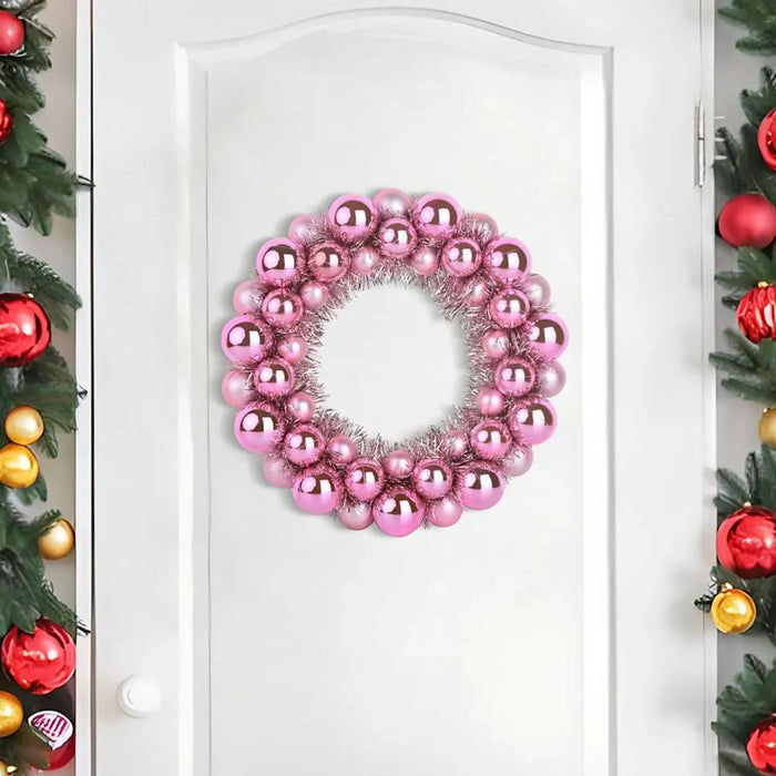 Set of 2 Christmas Ball Wreaths – Pink | Lightweight Indoor and Outdoor Festive Décor VIDAXL - Little and Giant Explorers vidaXL