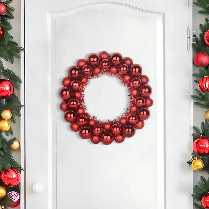Set of 2 Christmas Ball Wreaths – Red | Lightweight Indoor and Outdoor Festive Décor VIDAXL - Little and Giant Explorers vidaXL